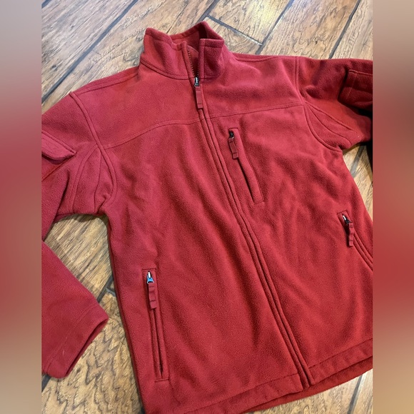 Duluth Trading men’s full zip fleece jacket size small burnt red orange nice! - Picture 2 of 13